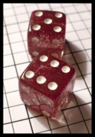 Dice : Dice - 6D - Sparkle SK Clear with Red Sparkles and White Pips - SK Collection buy Nov 2010